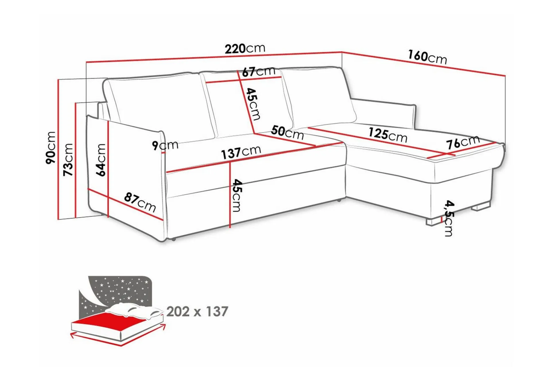 Sovesofaer-Denegal 3-seters Hjørnesovesofa Beige
