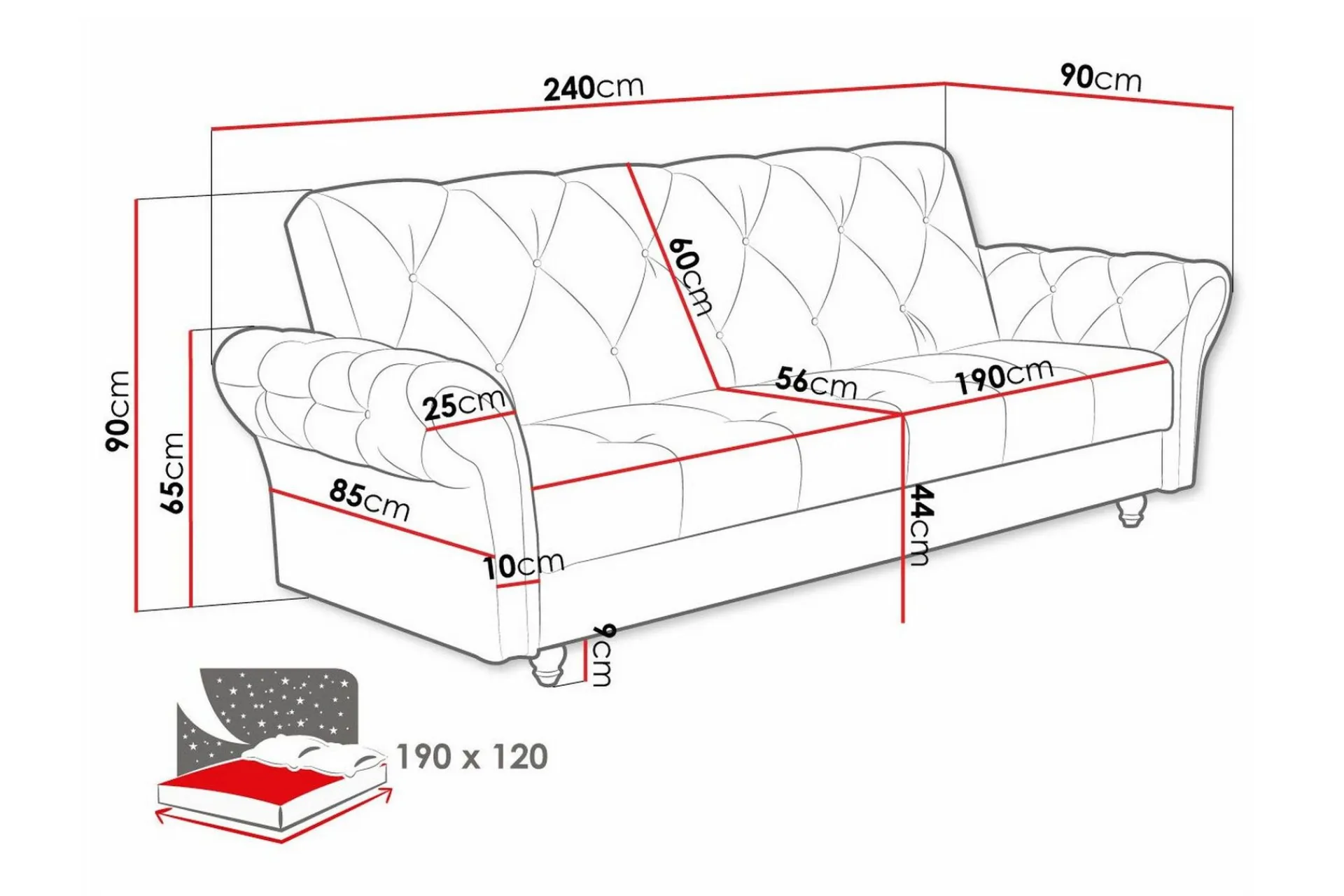 Sovesofaer-Denegal 3-seters Sovesofa Mørkeblå