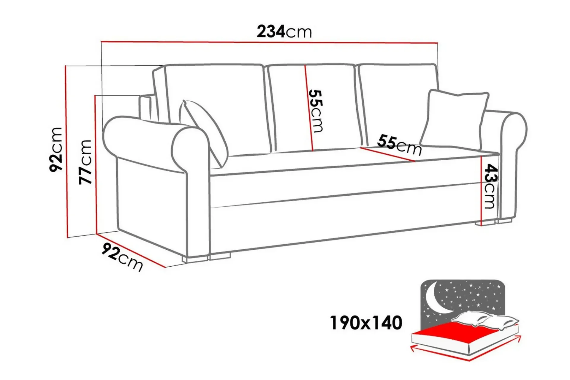 Sovesofaer-Denegal 3-sits Bäddsoffa Brown/Beige Brun/Beige