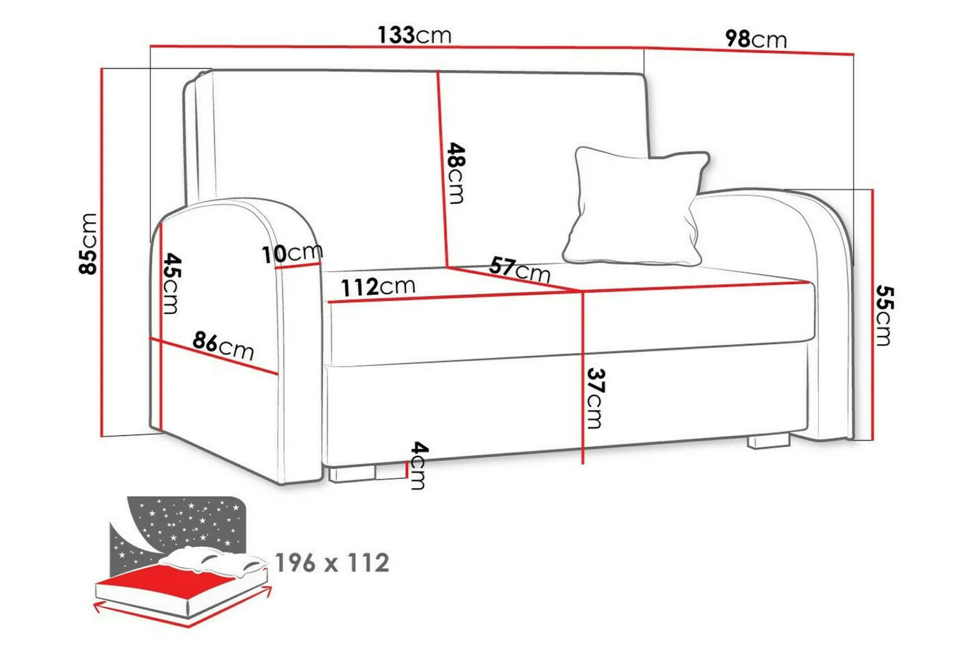 Denegal 2-sits Bäddsoffa