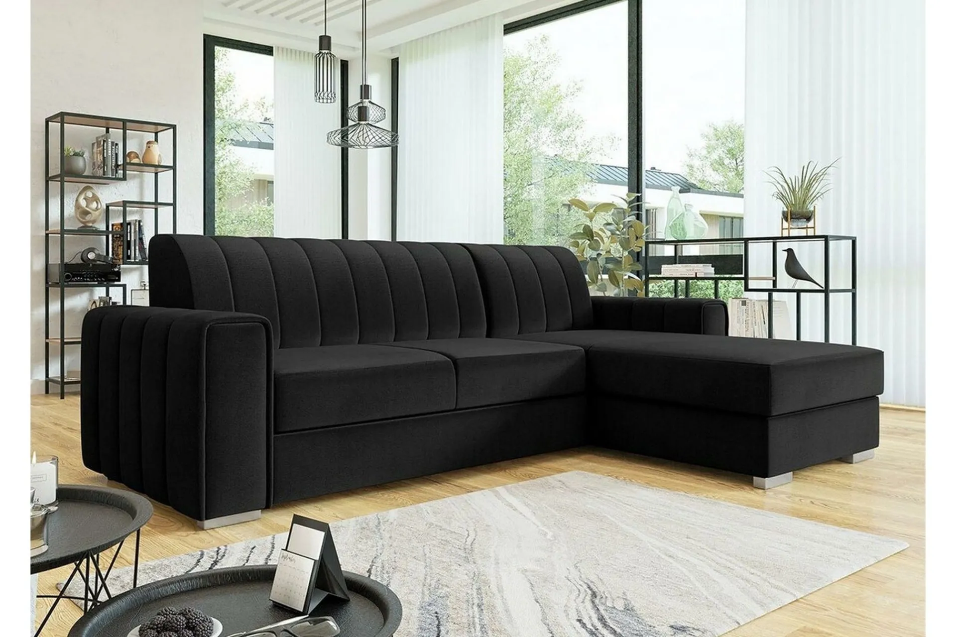 Sovesofaer-Denegal 3-sits Hörnbäddsoffa Black Svart