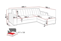 Denegal 3-sits Hörnbäddsoffa Black