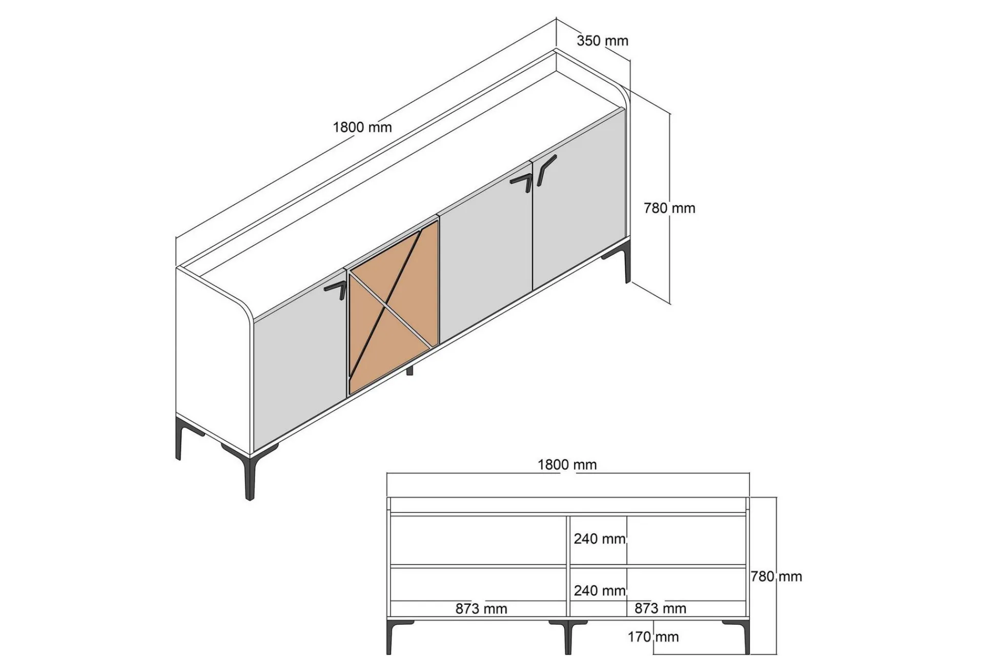 Gangbord|Avlastningsbord-Desgrar Konsollbord 180x78 cm Brun