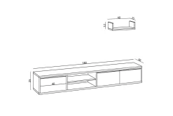 Tv-Møbelsett-Desgrar Tv-möbelset 180x25 cm Natur