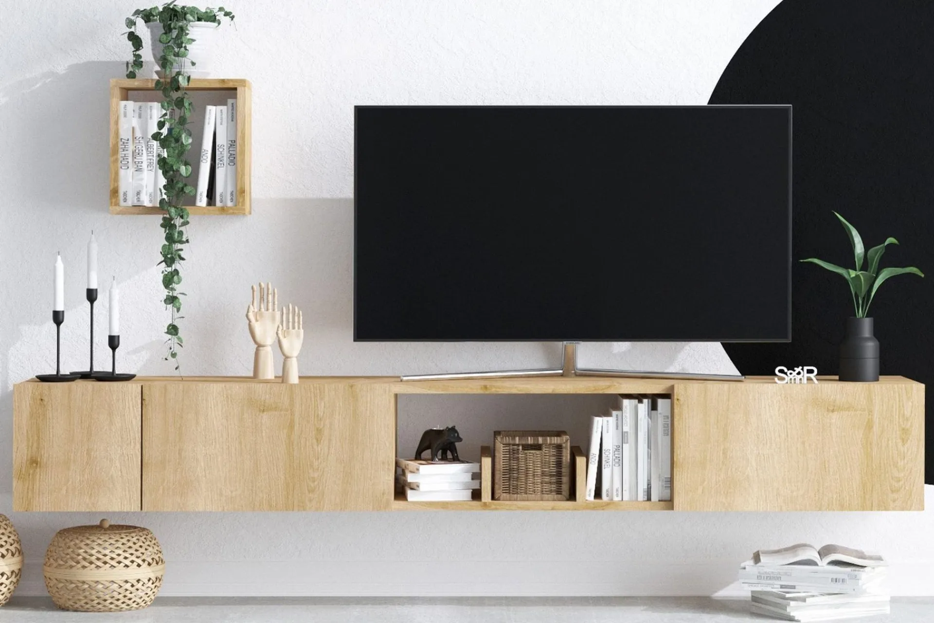 Tv-Møbelsett-Desgrar Tv-möbelset 180x25 cm Natur