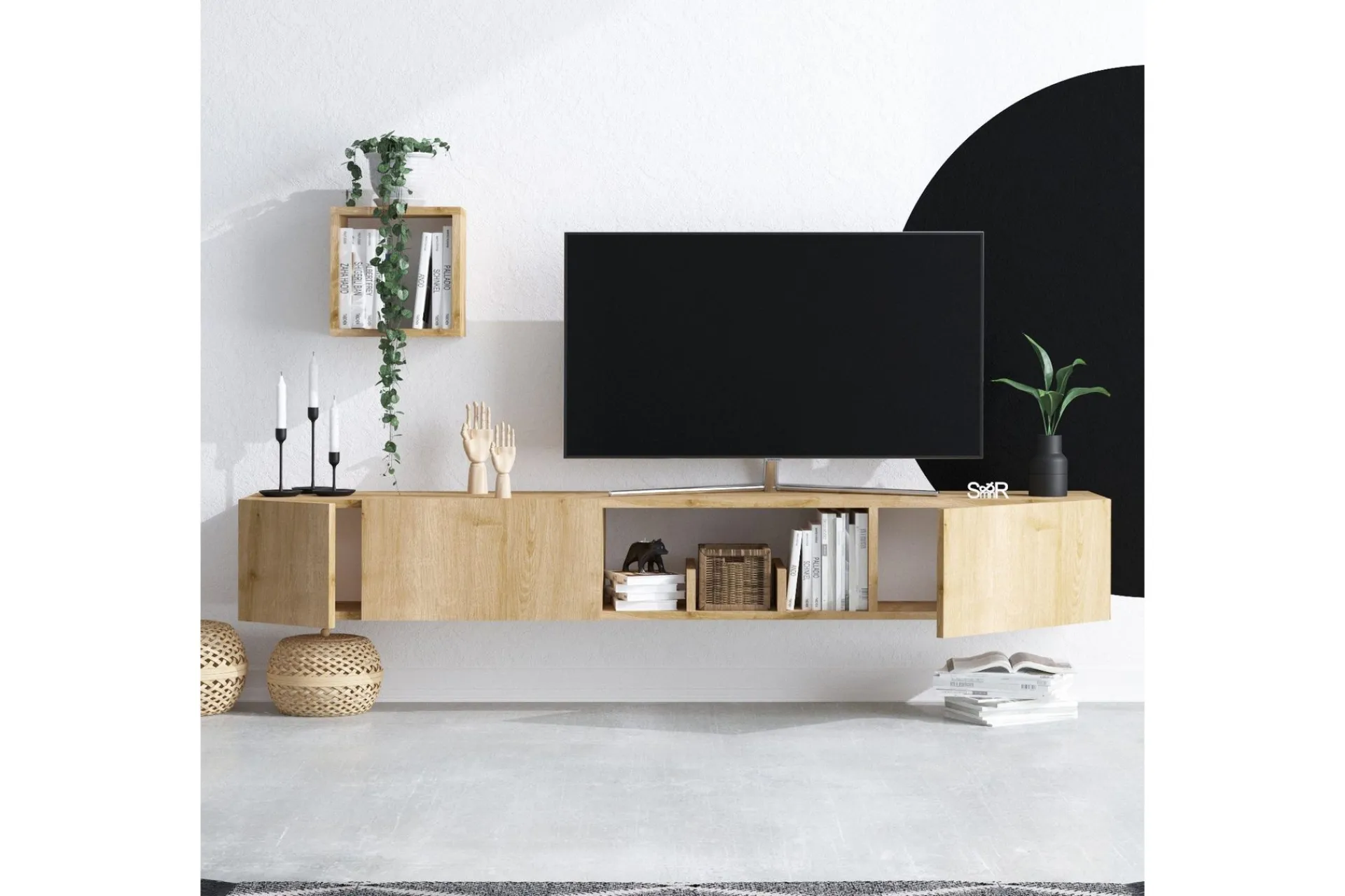 Tv-Møbelsett-Desgrar Tv-möbelset 180x25 cm Natur