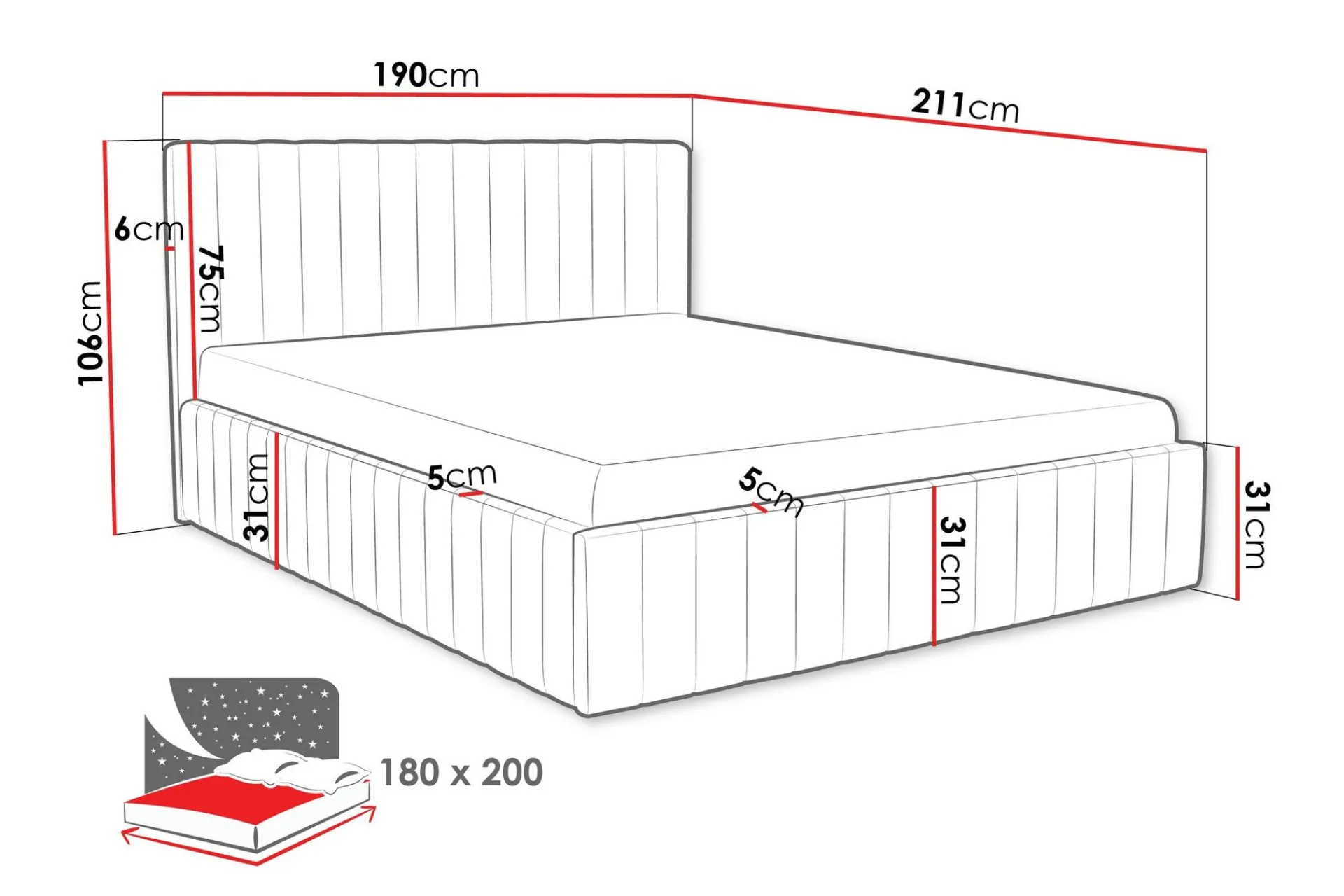 Desio Oppbevaringsseng 180x200 cm
