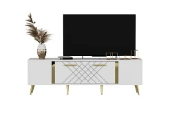 Tv-Benk & Mediabenk-Detas TV-benk 150x35 cm Hvit/Gull Vit/Guld