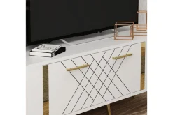 Tv-Benk & Mediabenk-Detas TV-benk 150x35 cm Hvit/Gull Vit/Guld