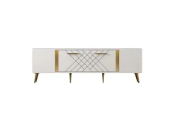 Tv-Benk & Mediabenk-Detas TV-benk 150x35 cm Hvit/Gull Vit/Guld