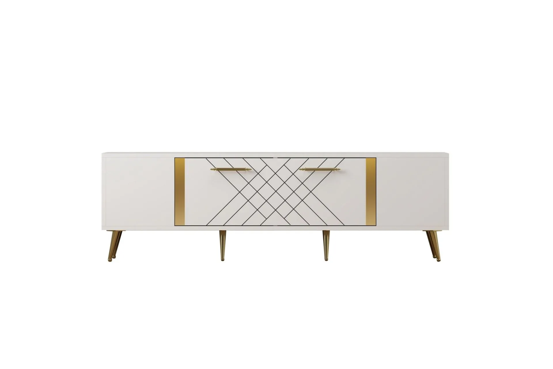 Tv-Benk & Mediabenk-Detas TV-benk 150x35 cm Hvit/Gull Vit/Guld