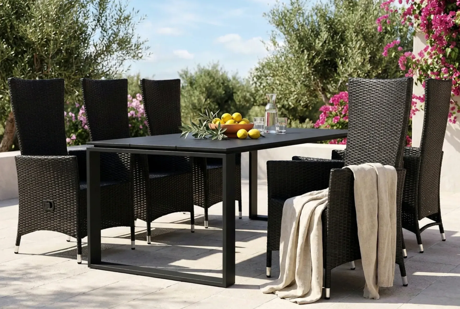 Comfort Garden Devon utendørs spisegruppe 210x100 cm med 6 Jenny spisestoler