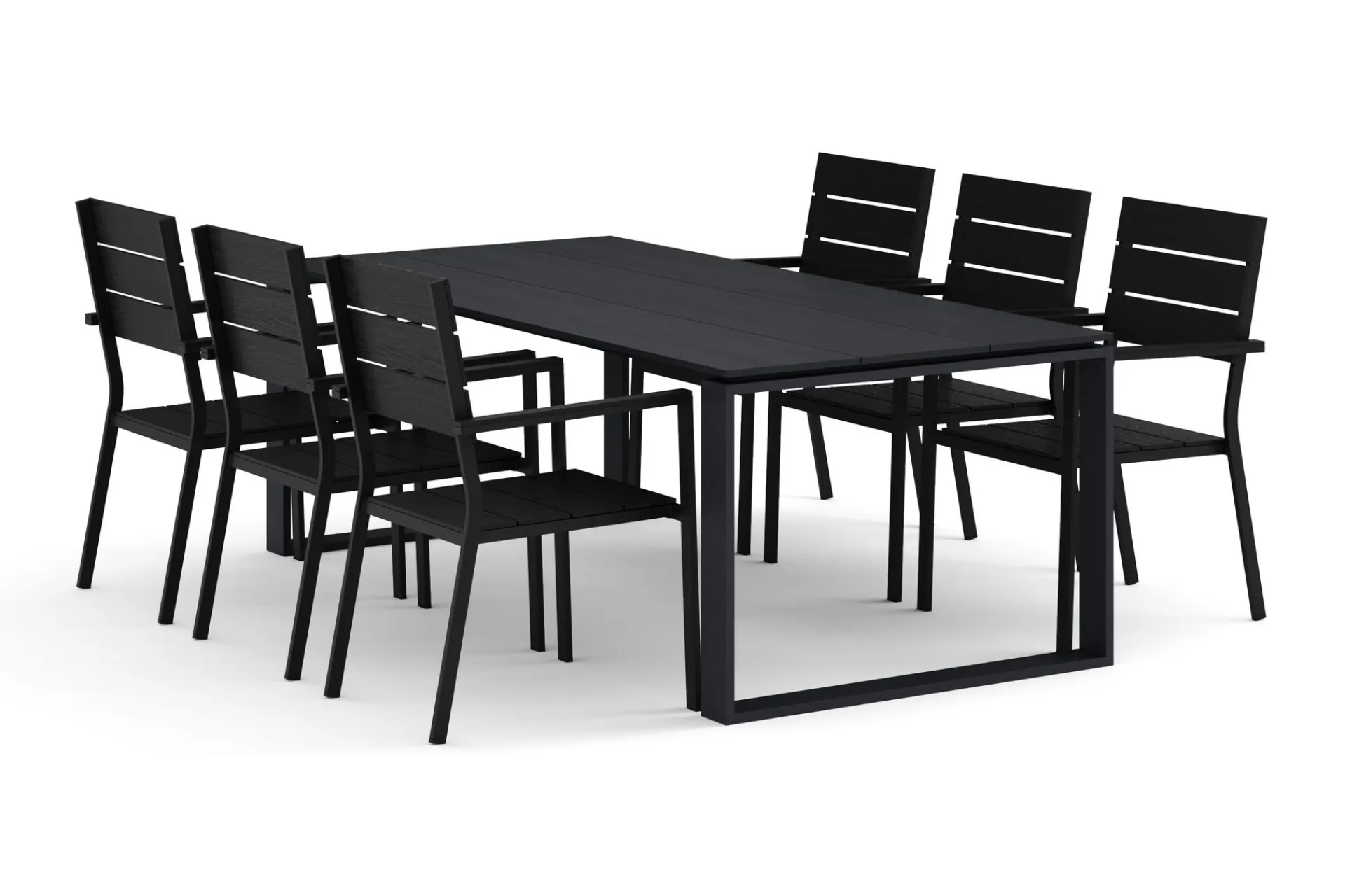 Comfort Garden Spisegrupper Hage-Devon utendørs spisegruppe 210x100 cm med 6 stablebare Tunis-stoler