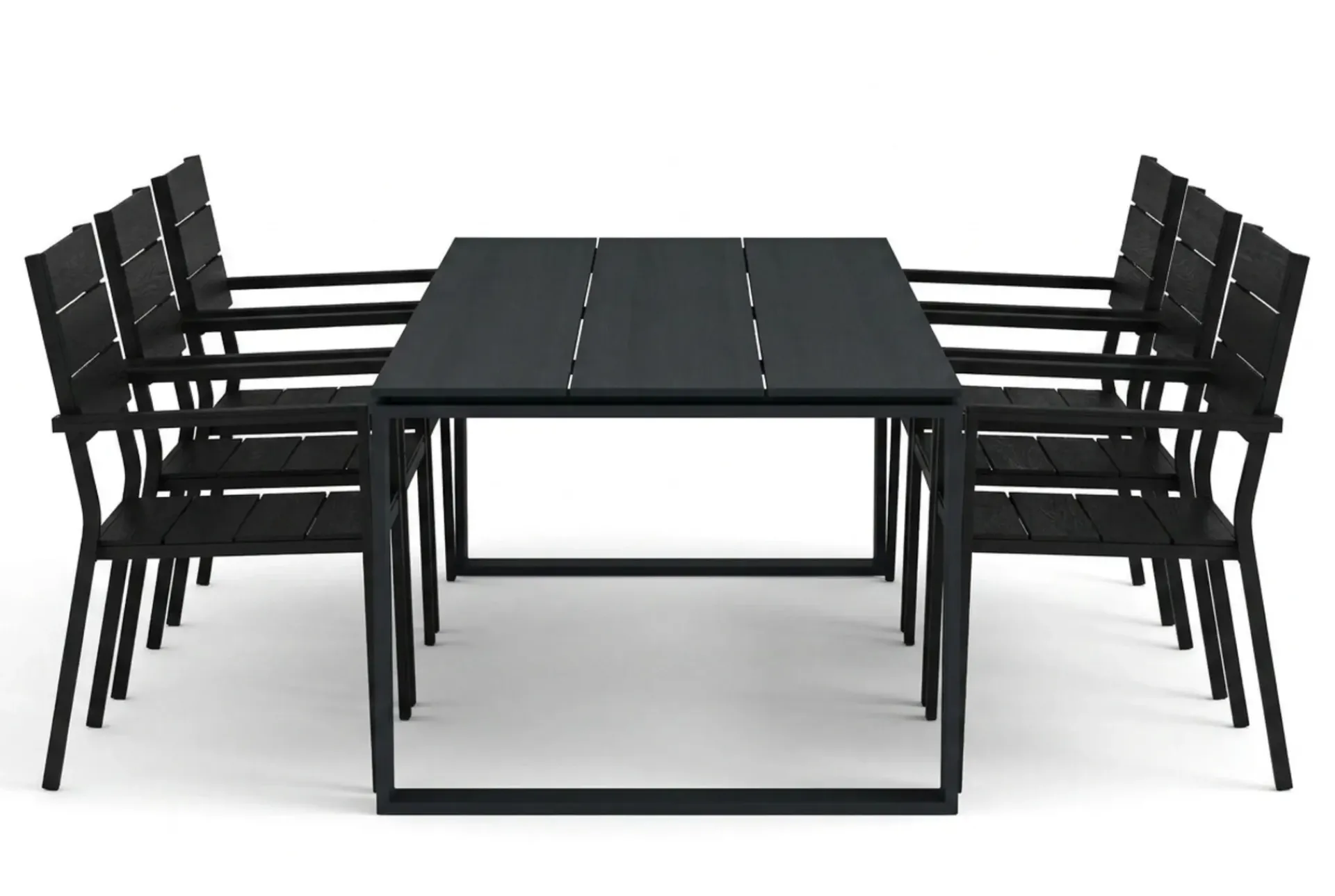 Comfort Garden Spisegrupper Hage-Devon utendørs spisegruppe 210x100 cm med 6 stablebare Tunis-stoler