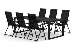Comfort Garden Spisegrupper Hage-Devon utendørs spisegruppe 210x100 cm med 6 Sanna regulerbare stoler