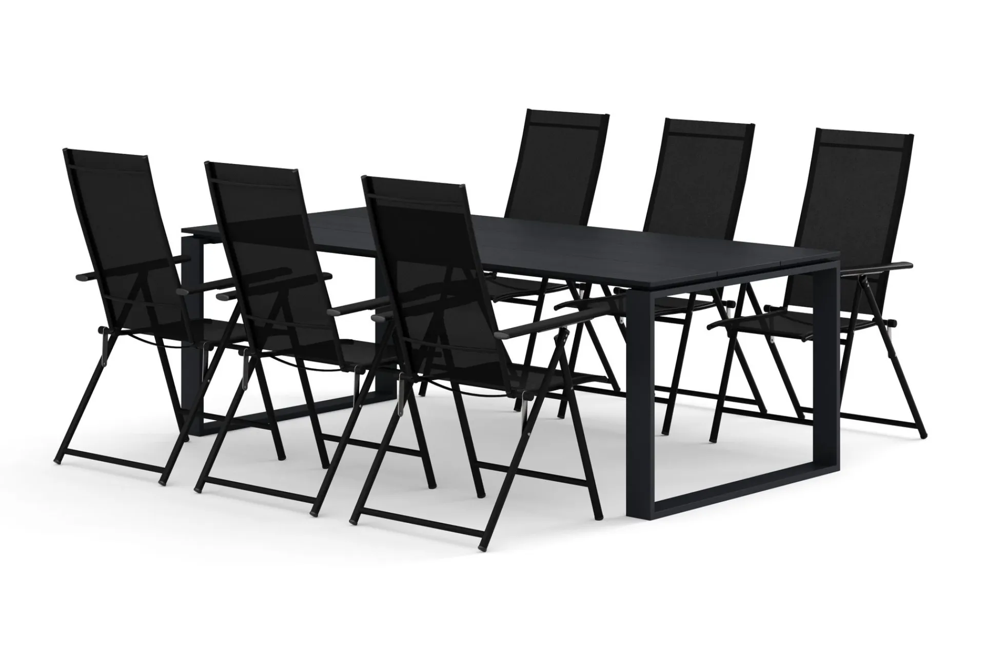 Comfort Garden Spisegrupper Hage-Devon utendørs spisegruppe 210x100 cm med 6 Sanna regulerbare stoler