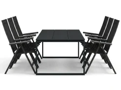 Comfort Garden Devon utendørs spisegruppe 210x100 cm med 6 Monaco Light regulerbare stoler