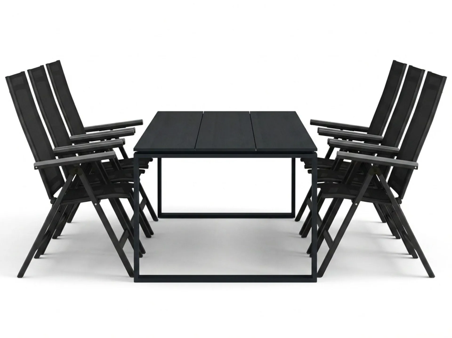Comfort Garden Devon utendørs spisegruppe 210x100 cm med 6 Monaco Light regulerbare stoler