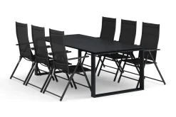 Comfort Garden Devon utendørs spisegruppe 210x100 cm med 6 Thor lenestoler