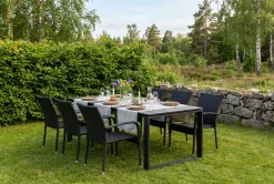 Comfort Garden Devon utendørs spisegruppe 210x100 cm med 6 Thor Light utestoler med armlener