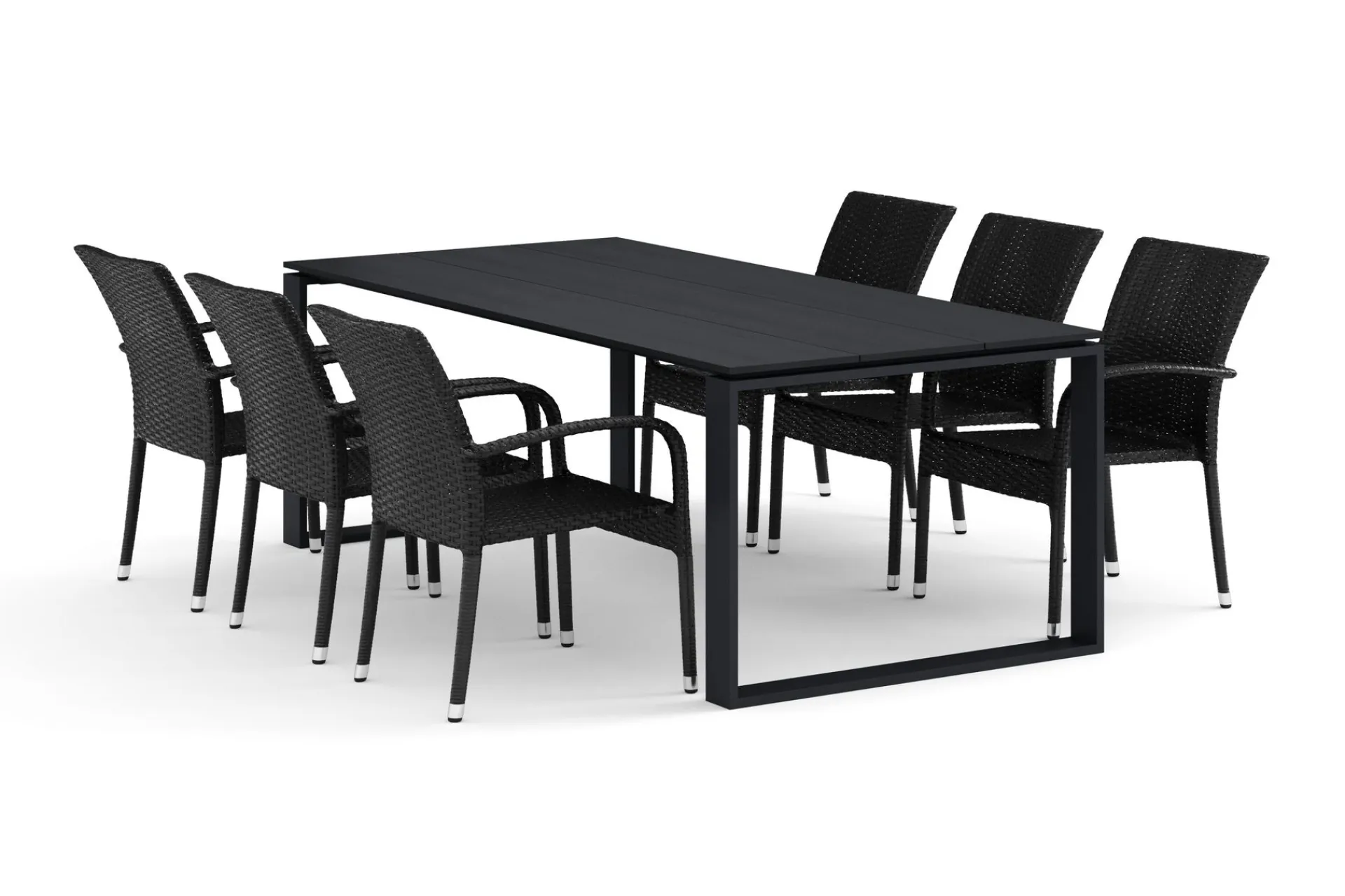 Comfort Garden Devon utendørs spisegruppe 210x100 cm med 6 Thor Light utestoler med armlener