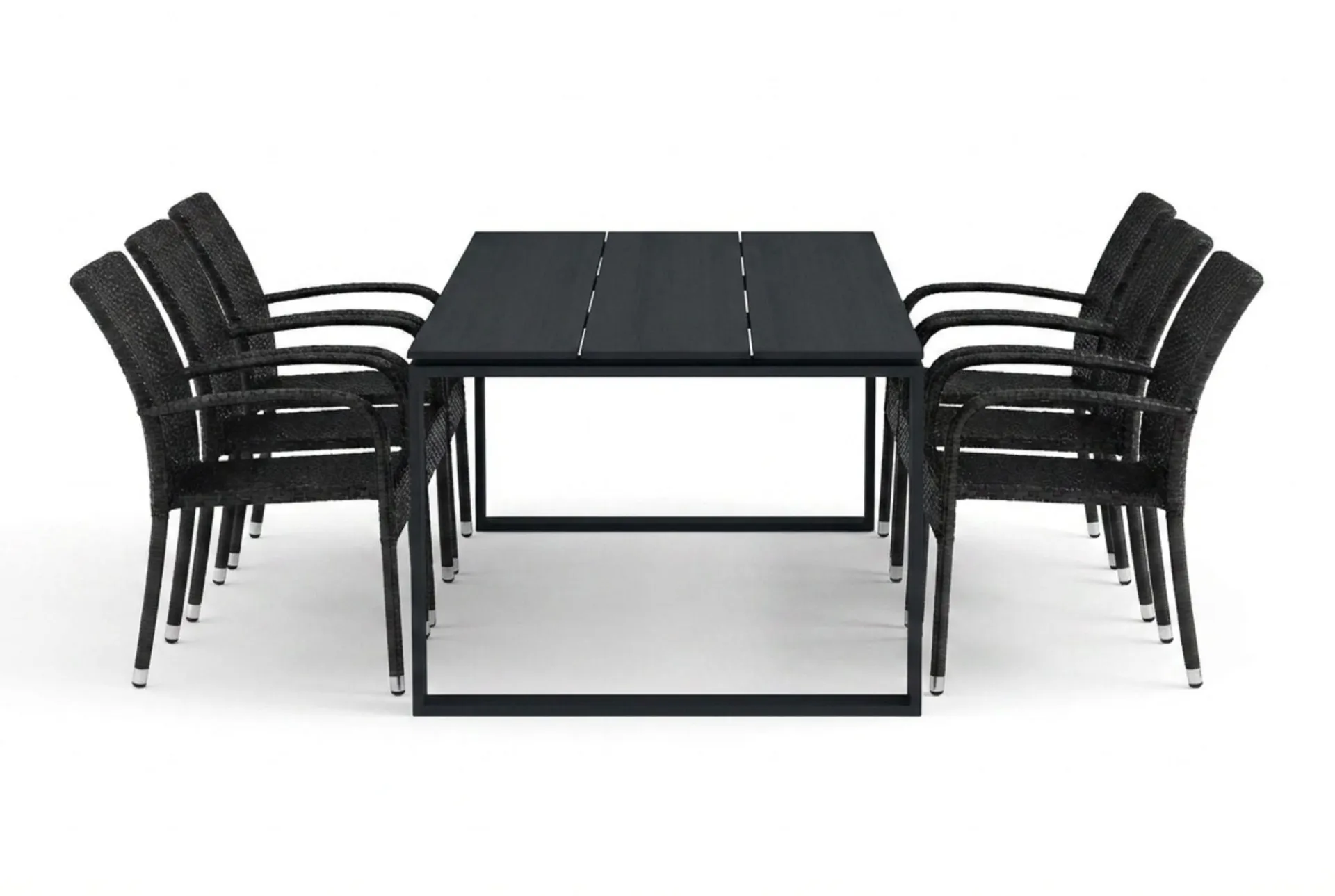 Comfort Garden Devon utendørs spisegruppe 210x100 cm med 6 Thor Light utestoler med armlener