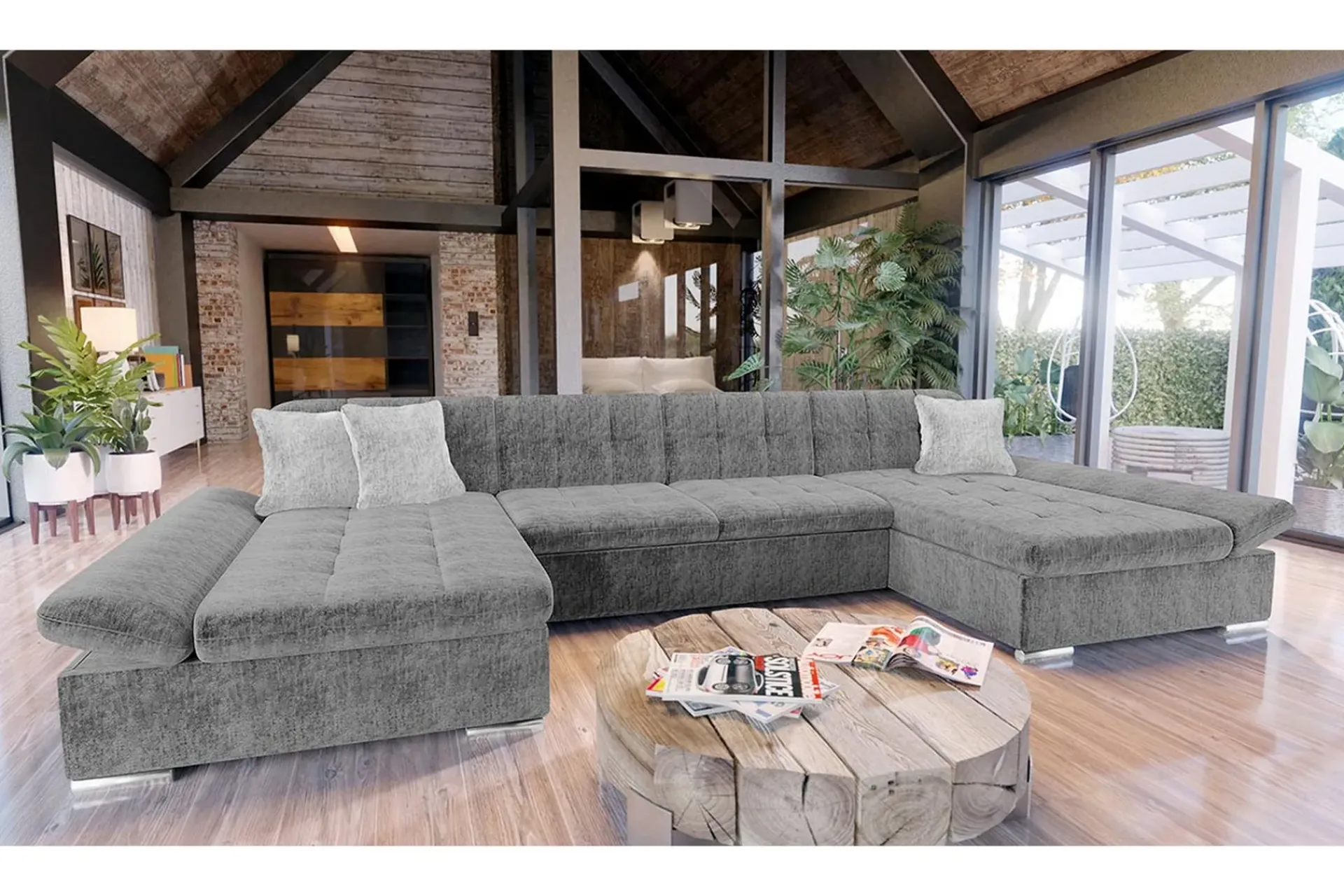Velour Sofa & Fløyel Sofa-Dewitt Sovesofa m. Divan og Sjeselong Omi 5 + Omi 10