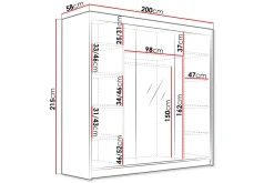 Garderober & Garderobesystem|Knaggerekke-Dianna Garderobe med Speil 200x215 cm Hvit