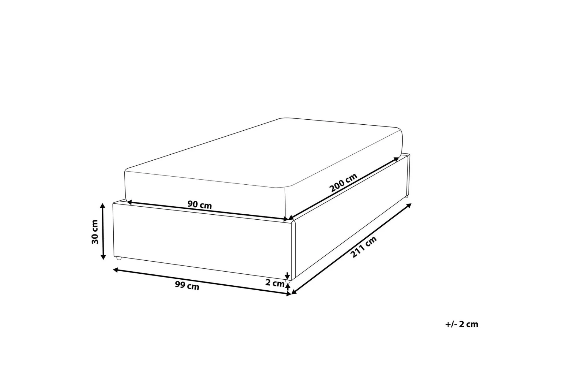 Bedly Sengeramme & Sengestamme-Dinan Dobbeltseng 90 | 200 cm Grey