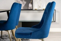 Venture Home Spisegrupper-Dipp Spisegruppe 180 cm Rektangulær med 6 Velvet Stoler Svart,Blå,Gull