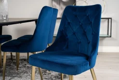 Venture Home Spisegrupper-Dipp Spisegruppe 180 cm Rektangulær med 6 Velvet Stoler Svart,Blå,Gull