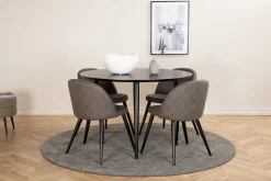 Venture Home Dipp Spisegruppe 115 cm Rund med 4 Velvet Stoler
