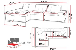 Sofa Med Sjeselong-Djerra Sofa med Divan 3-seter Beige