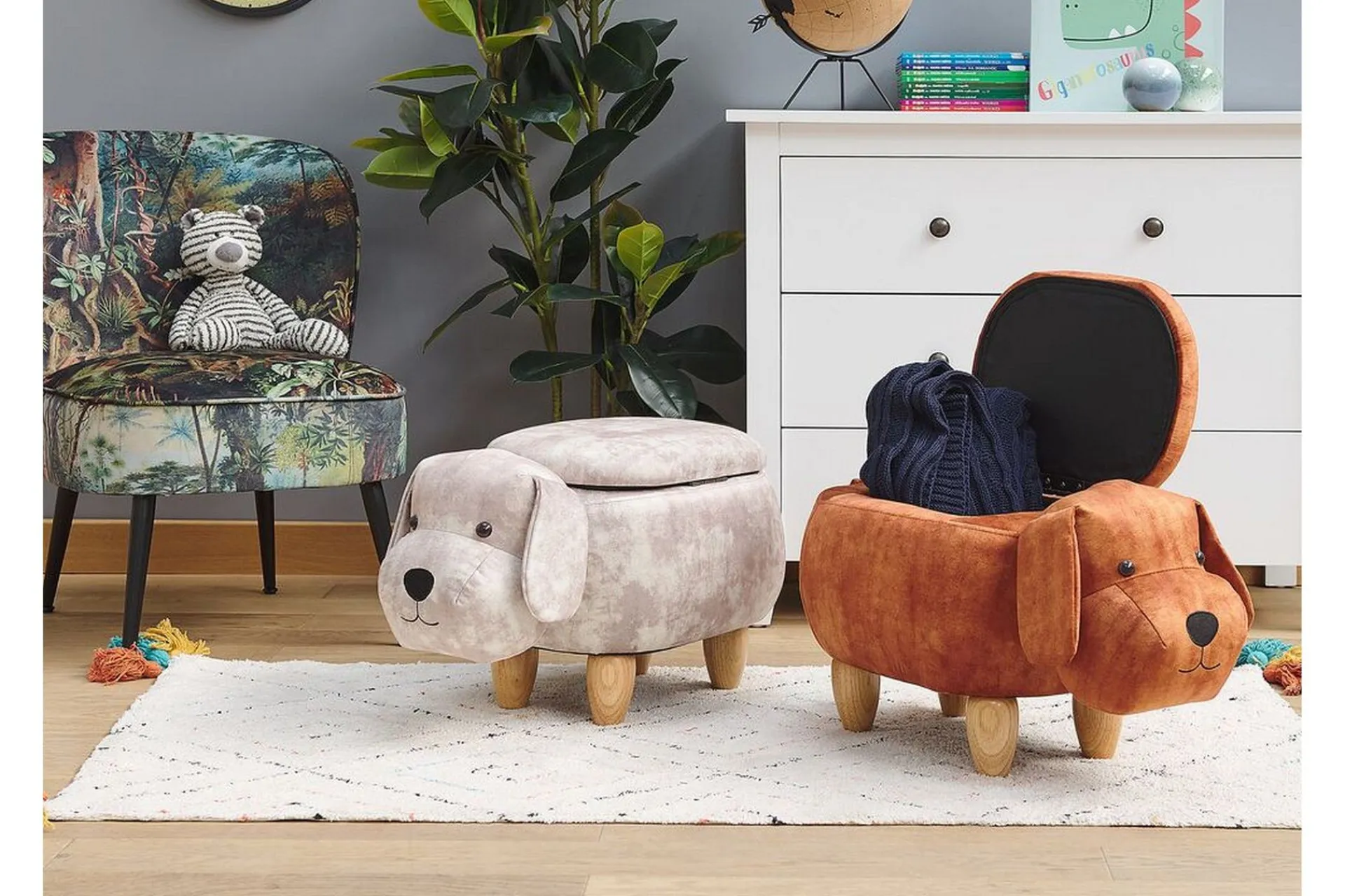 Sittemøbler Med Oppbevaring-Doggy Sittepuff med Oppbevaring Beige