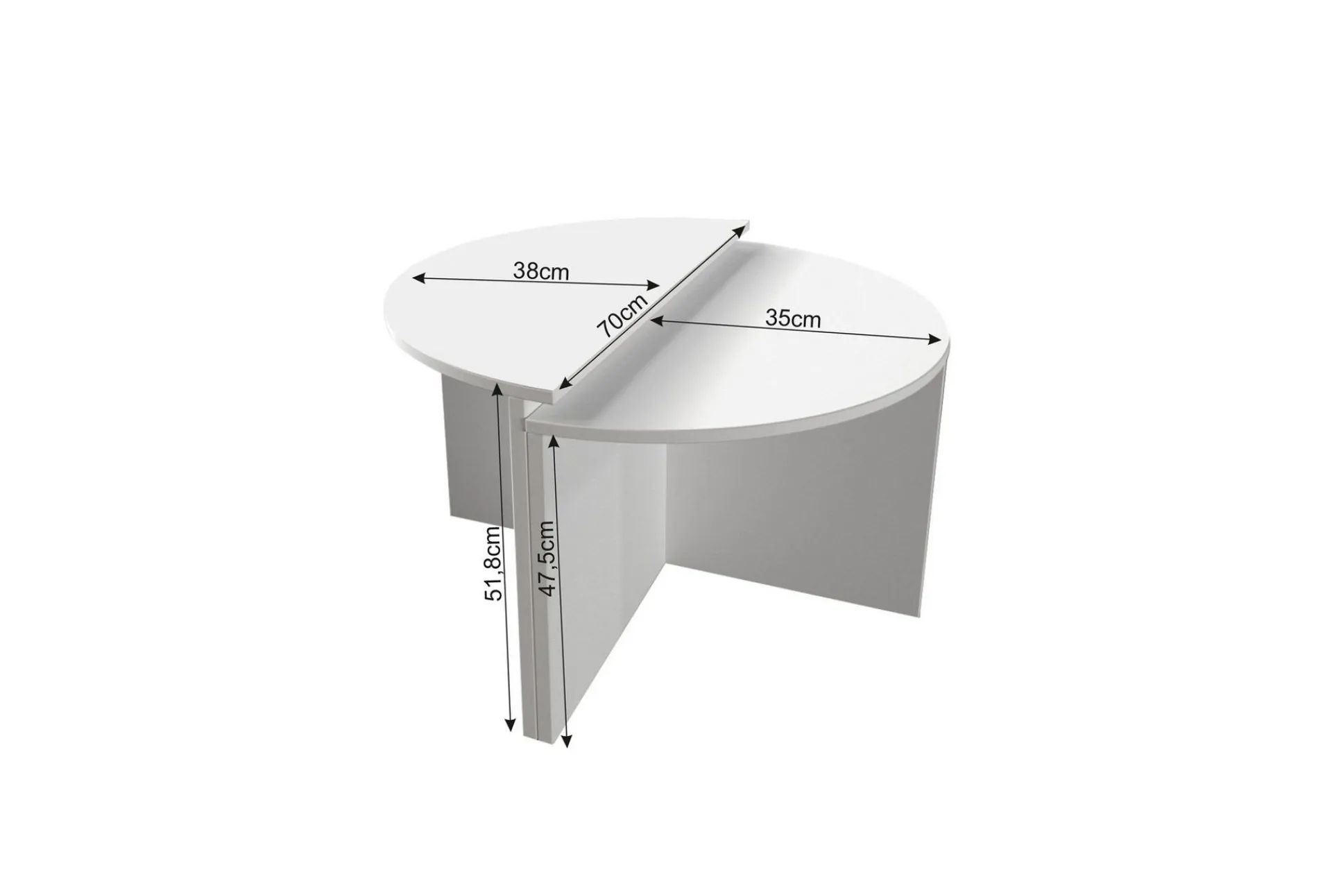 Avlastningsbord|Sofabord-Dolcer Sofabord 70 cm Hvit