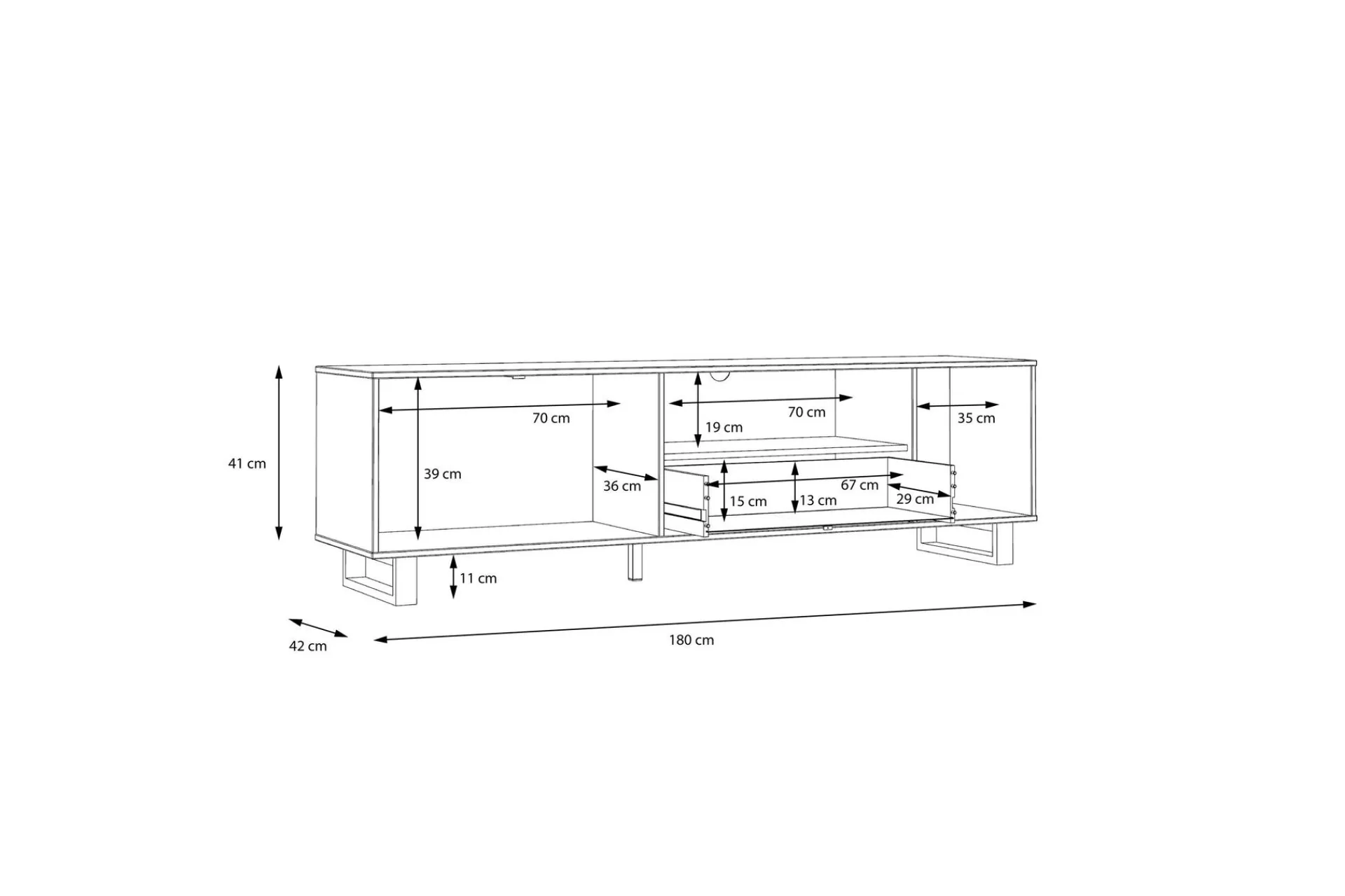 Tv-Benk & Mediabenk-Donmills TV-benk 180 cm Brun,Svart