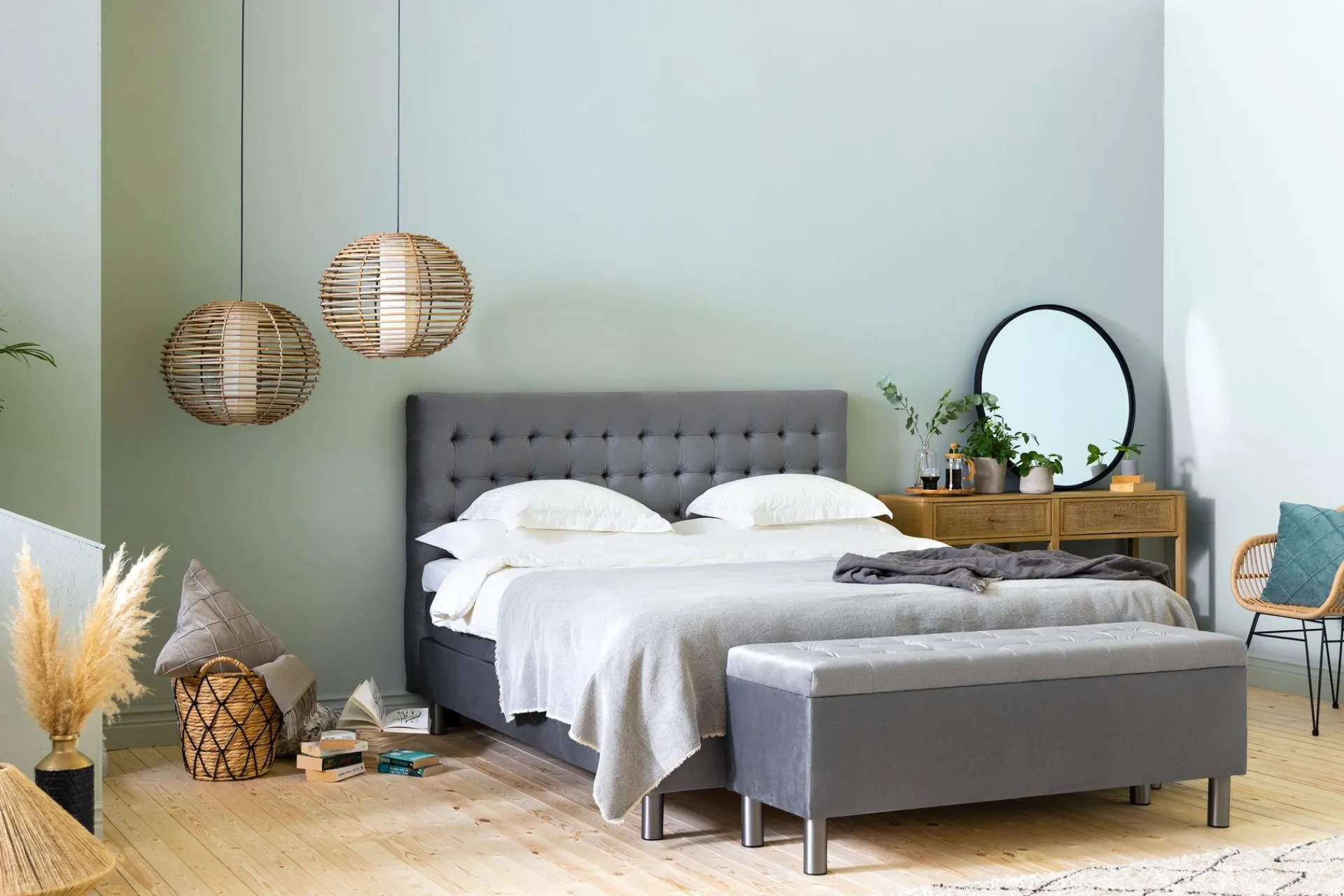 Sengetilbehør & Sengegavl-Donte Sengekiste 140 cm Square Grey
