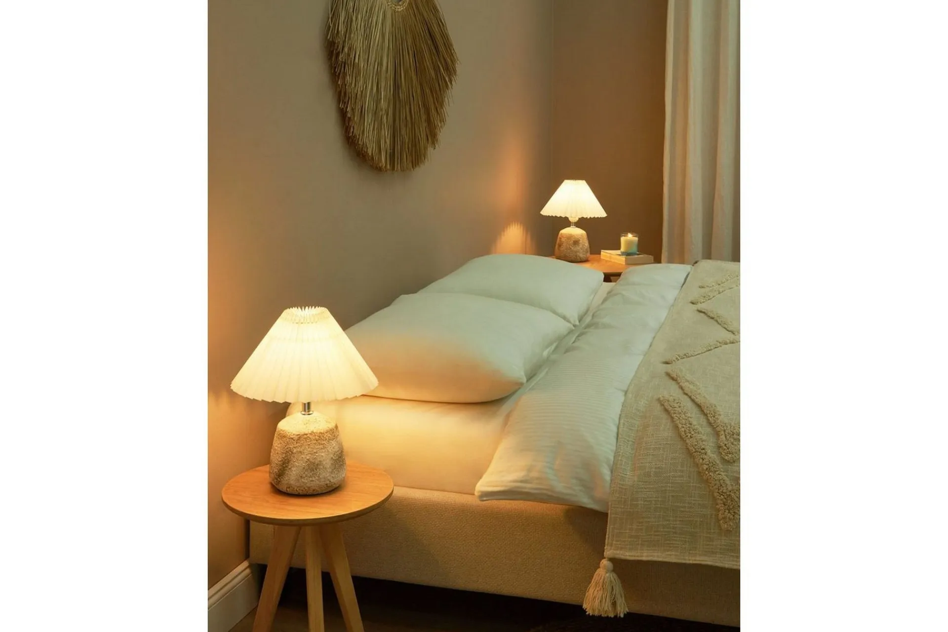 Nattbordslampe|Bordlampe-Dovgado Bordlampe 32 cm 2 stk E27 Lysegrå,Hvit