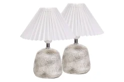 Nattbordslampe|Bordlampe-Dovgado Bordlampe 32 cm 2 stk E27 Lysegrå,Hvit