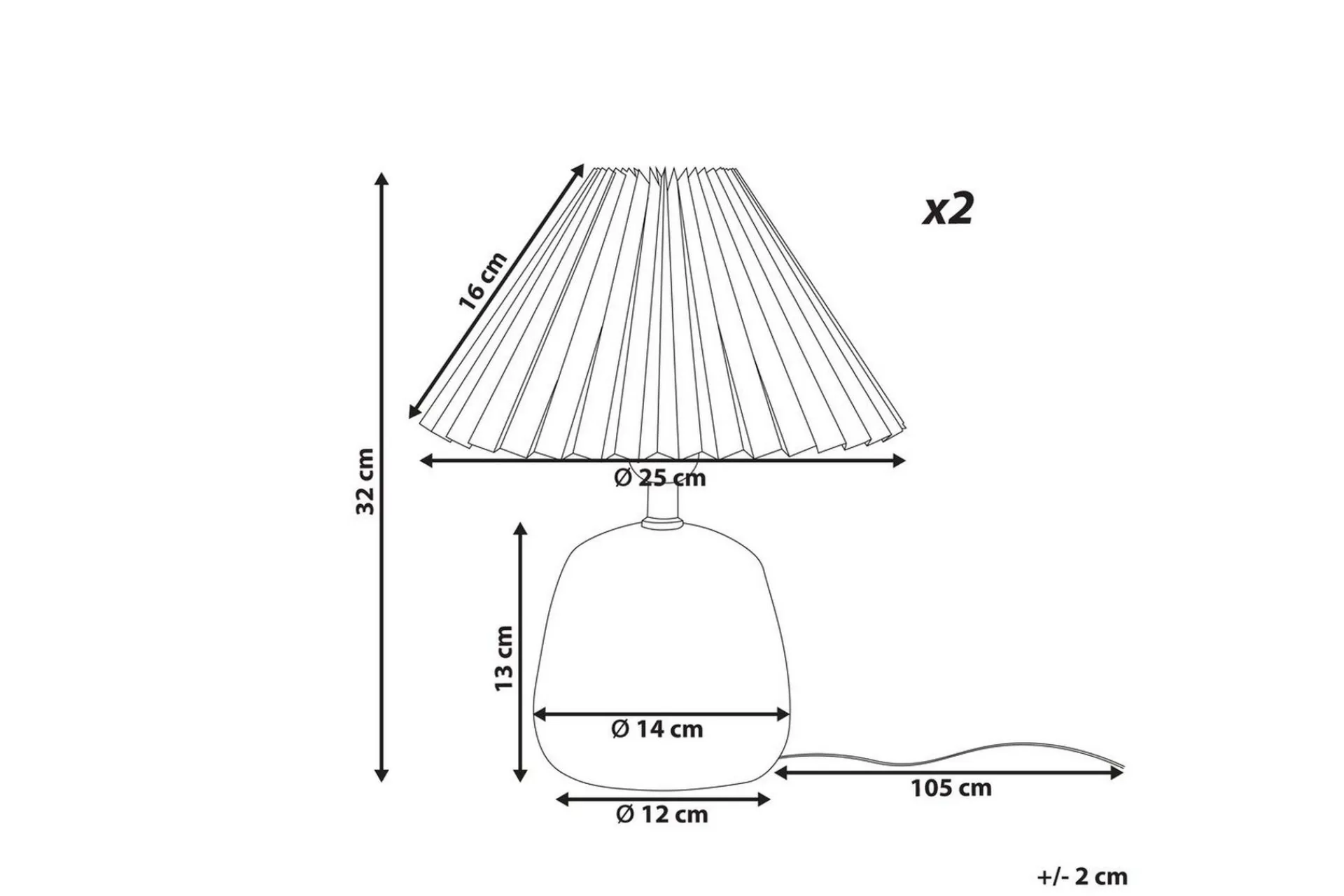 Nattbordslampe|Bordlampe-Dovgado Bordlampe 32 cm 2 stk E27 Lysegrå,Hvit
