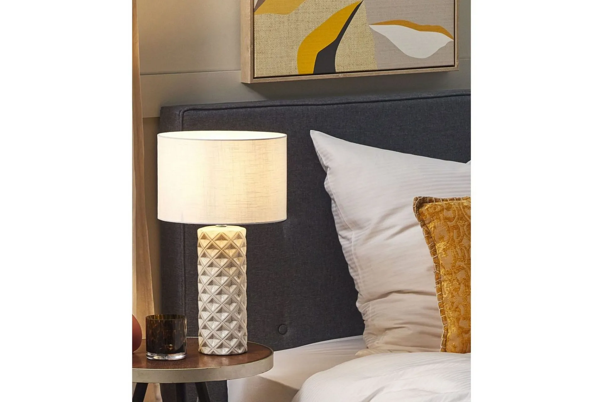 Nattbordslampe|Bordlampe-Dragonera Bordlampe 49 cm E27 Beige,Hvit