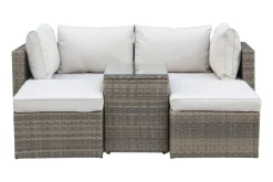 Comfort Garden Loungesett|Loungesett-Dramilo loungegruppe i kunstrotting med bord og puter Beige