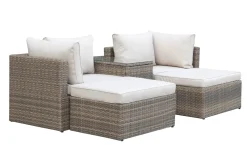 Comfort Garden Loungesett|Loungesett-Dramilo loungegruppe i kunstrotting med bord og puter Beige