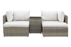 Comfort Garden Loungesett|Loungesett-Dramilo loungegruppe i kunstrotting med bord og puter Beige