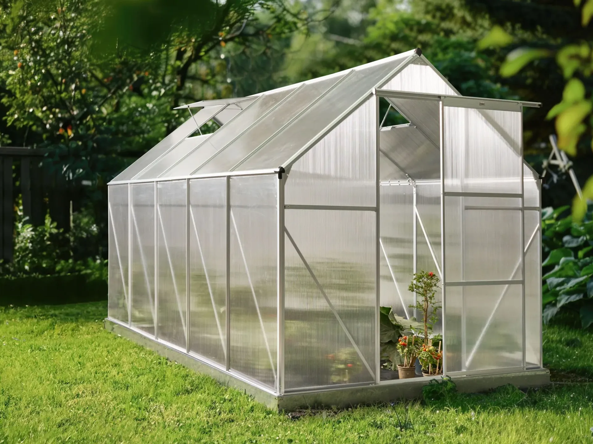 Dyrking|Drivhus-Drivhus for hage Apulia Sølv 315 cm Sølv/Transparent