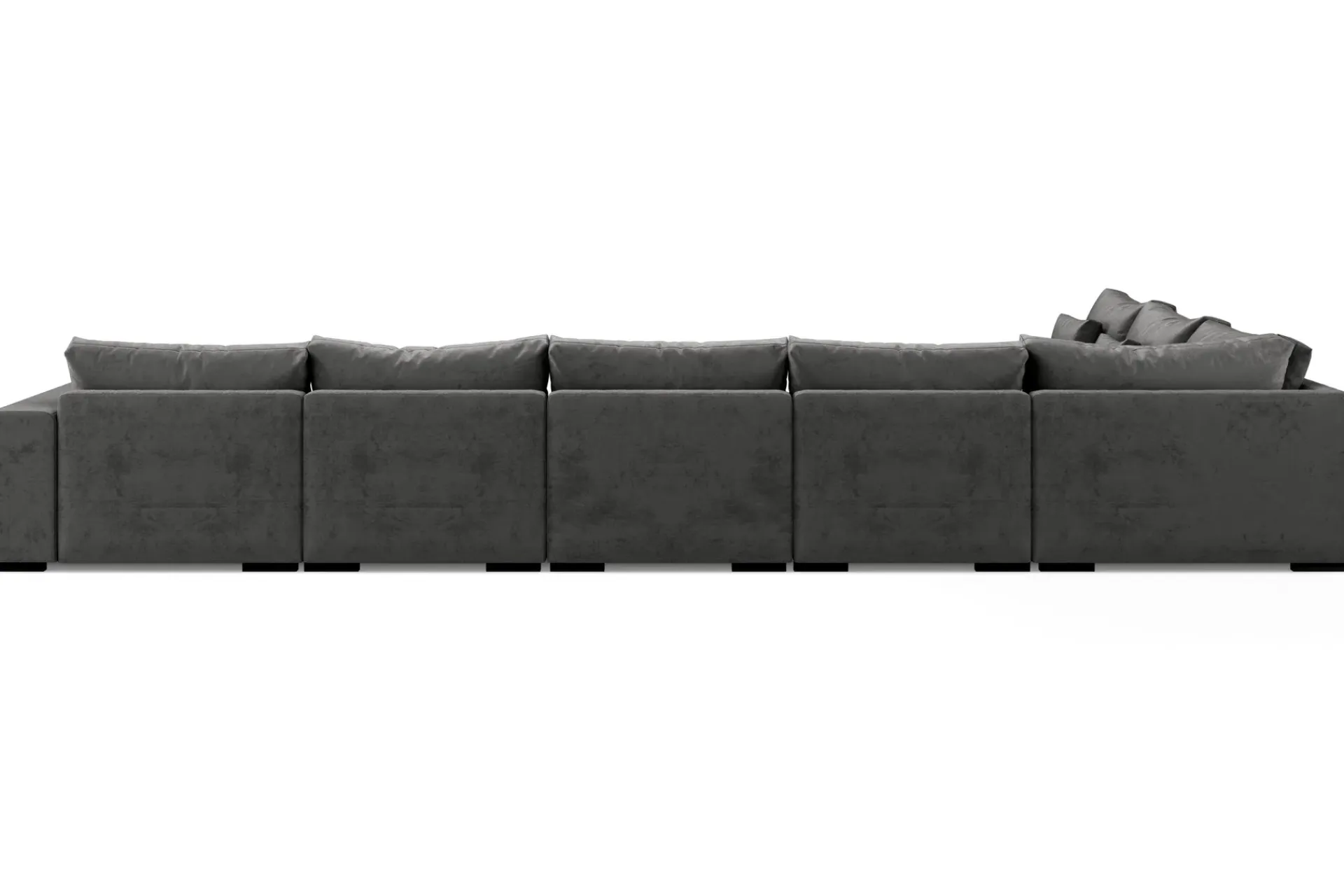 Scandinavian Choice Velour Sofa & Fløyel Sofa-Dubai stor U-modulsofa Large med divan høyre fløyel ekstra dyp Mørkegrå