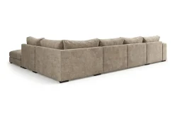 Scandinavian Choice 2 Seter Sofa|Sofa Med Sjeselong-Dubai stor U-sofa modul med divan venstre ekstra dyp i Chenille Brun