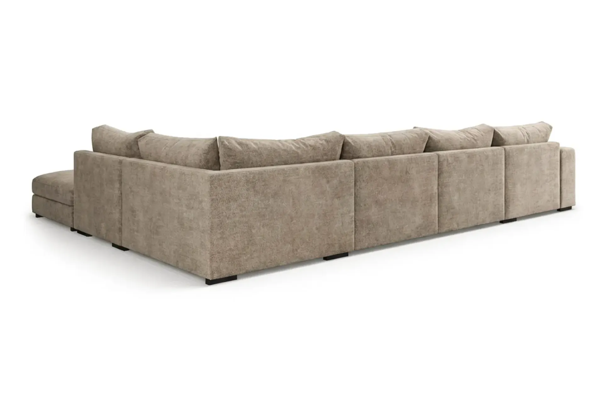 Scandinavian Choice 2 Seter Sofa|Sofa Med Sjeselong-Dubai stor U-sofa modul med divan venstre ekstra dyp i Chenille Brun