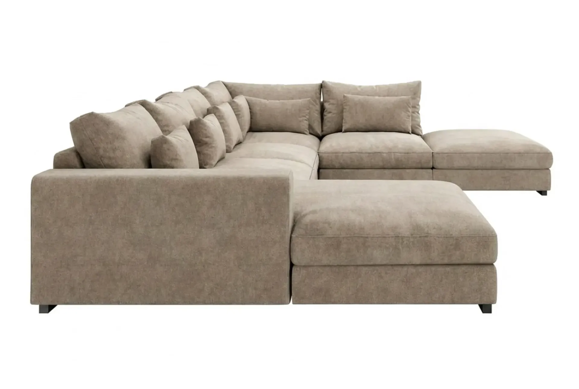 Scandinavian Choice 2 Seter Sofa|Sofa Med Sjeselong-Dubai stor U-sofa modul med divan venstre ekstra dyp i Chenille Brun
