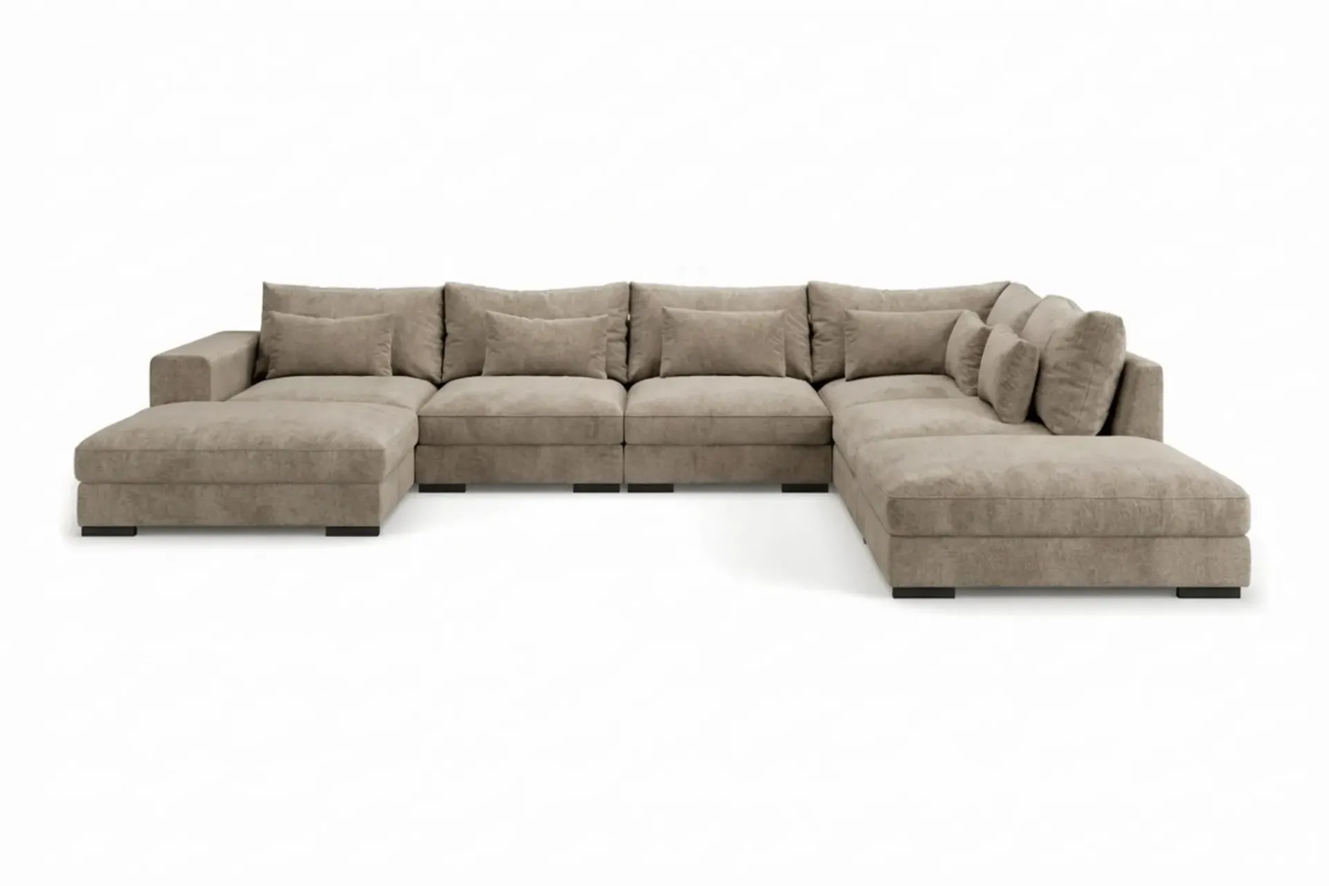 Scandinavian Choice 2 Seter Sofa|Sofa Med Sjeselong-Dubai stor U-sofa modul med divan venstre ekstra dyp i Chenille Brun